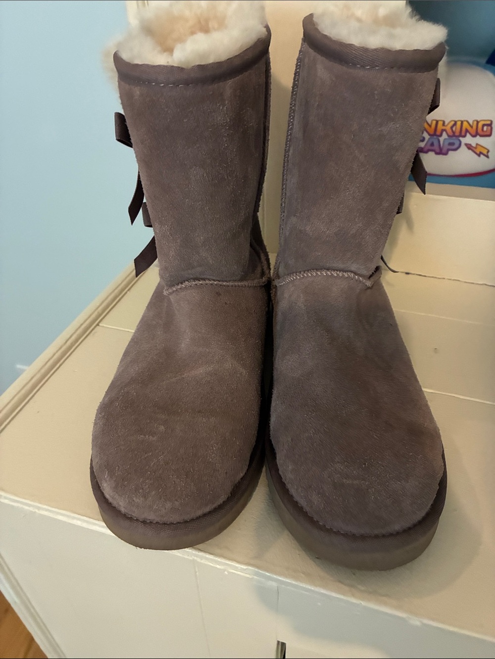 Koolaburra Taupe Suede Shearling Winter Boots